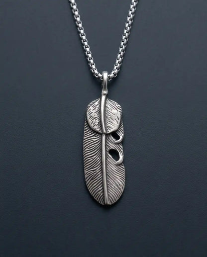 Sculpted Feather Pendant Box Chain