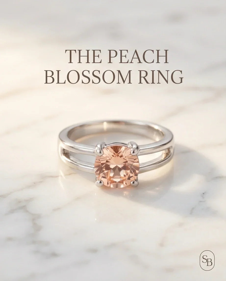 Sterling Silver Round-Cut Split Shank Peach Morganite Ring