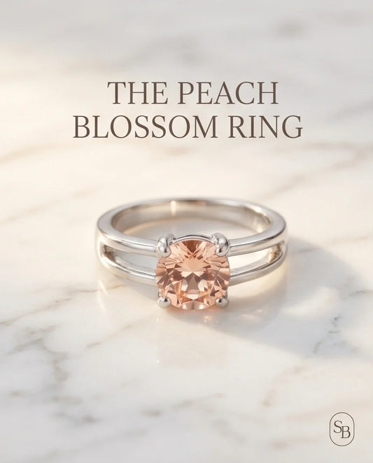 Sterling Silver Round-Cut Split Shank Peach Morganite Ring