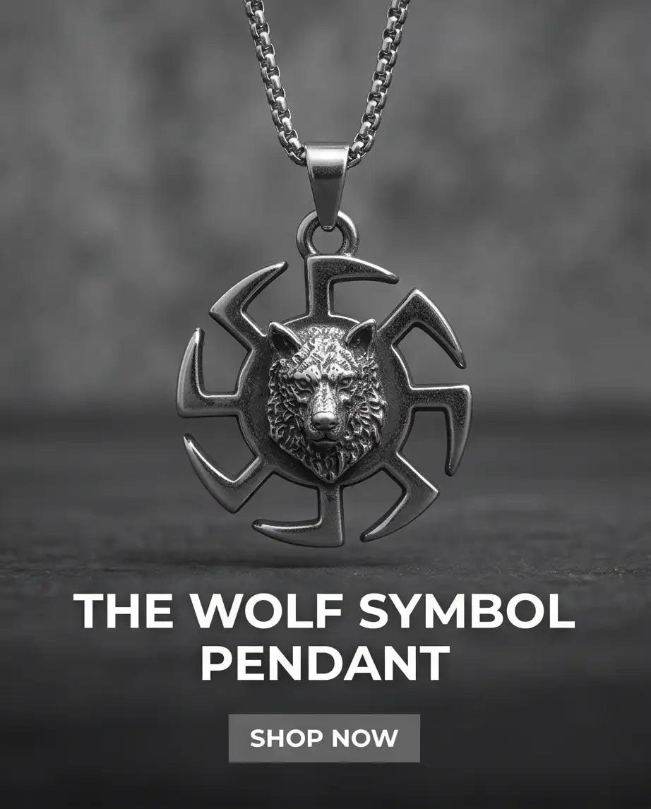 Black Sun Wolf Medallion Pendant Box Chain
