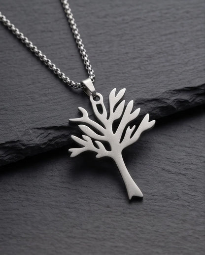 Silver Tree of Life Cutout Pendant Necklace