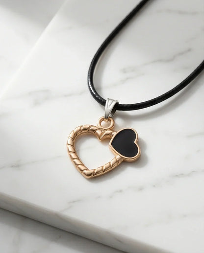 Gold Twisted Double Heart Necklace