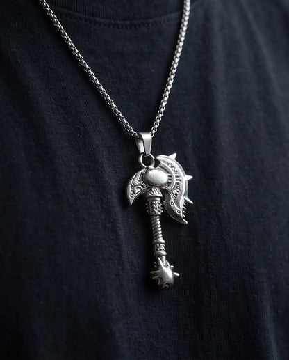 Battle Axe War Hammer Pendant Box Chain