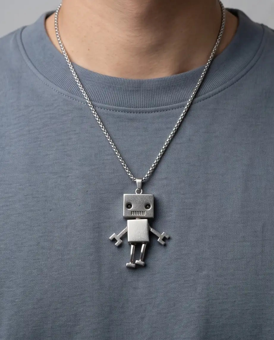 Articulated Robot Figurine Pendant Box Chain