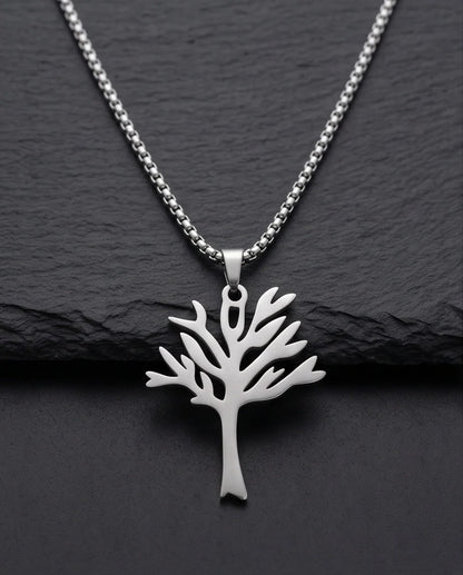 Silver Tree of Life Cutout Pendant Necklace