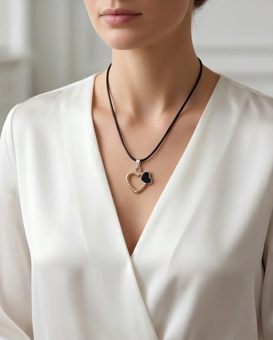 Gold Twisted Double Heart Necklace