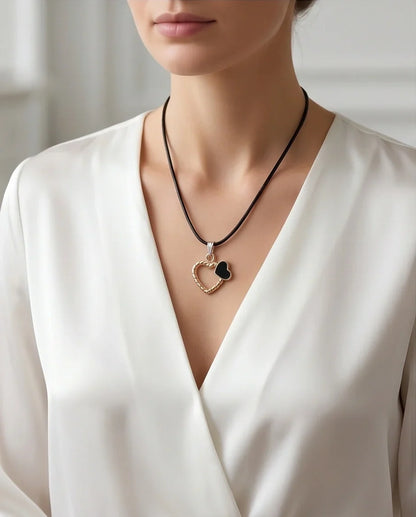 Gold Twisted Double Heart Necklace