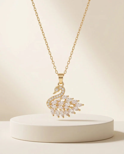 Gold Crystal Swan Necklace
