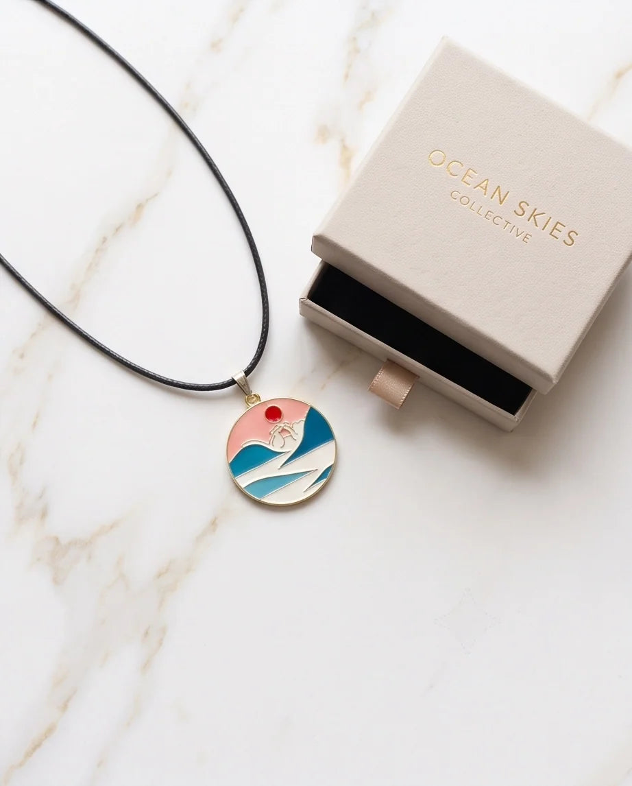 Sunset Wave Medallion Cord Necklace