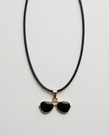 Gold and Black Sunglasses Pendant Necklace