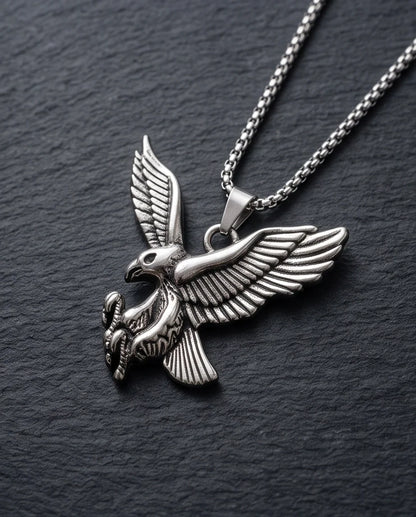 Silver Soaring Eagle Pendant Necklace
