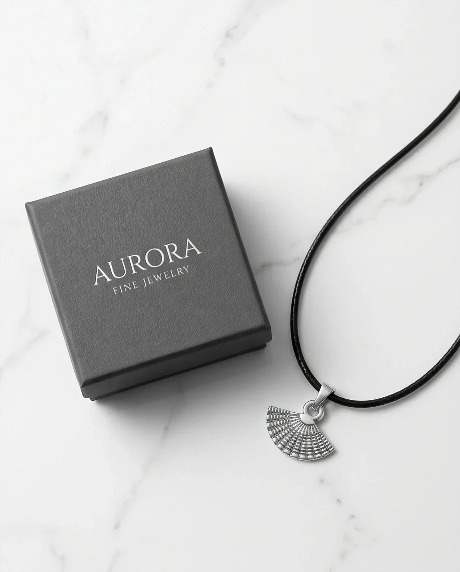 Silver Hand Fan Pendant Necklace