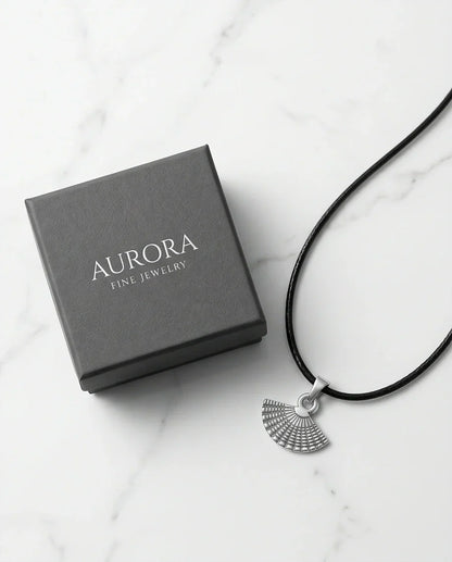 Silver Hand Fan Pendant Necklace