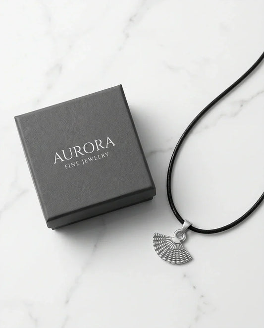 Silver Hand Fan Pendant Necklace