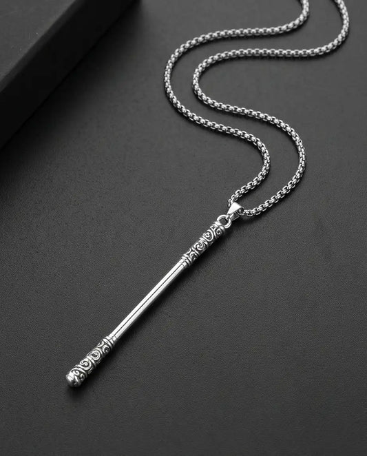 Carved Staff Pendant Necklace