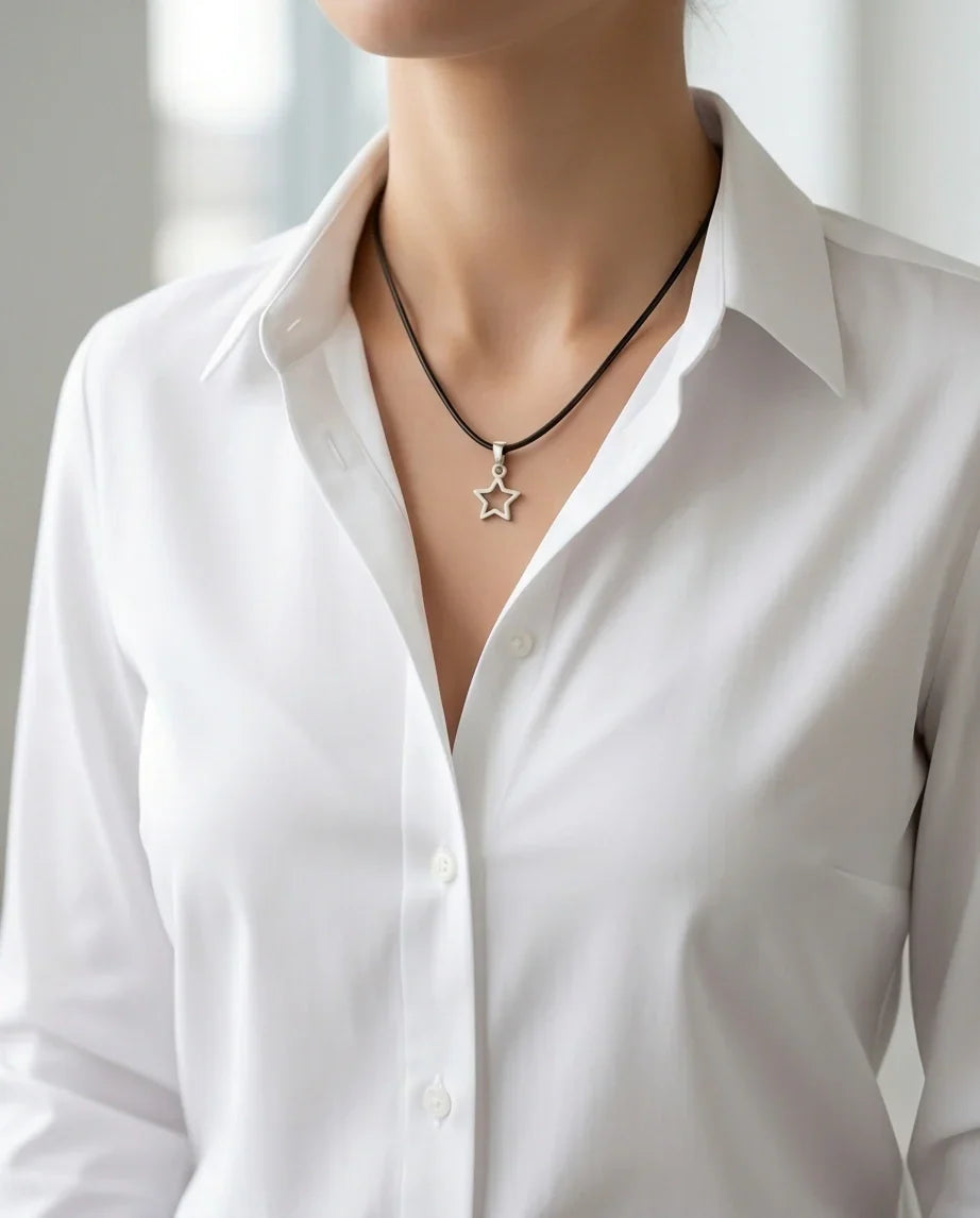 Silver Open Star Pendant Necklace