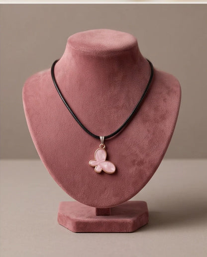 Soft Pink Butterfly Cord Necklace
