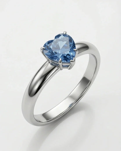 Sterling Silver Heart-Cut Blue Topaz Solitaire Ring