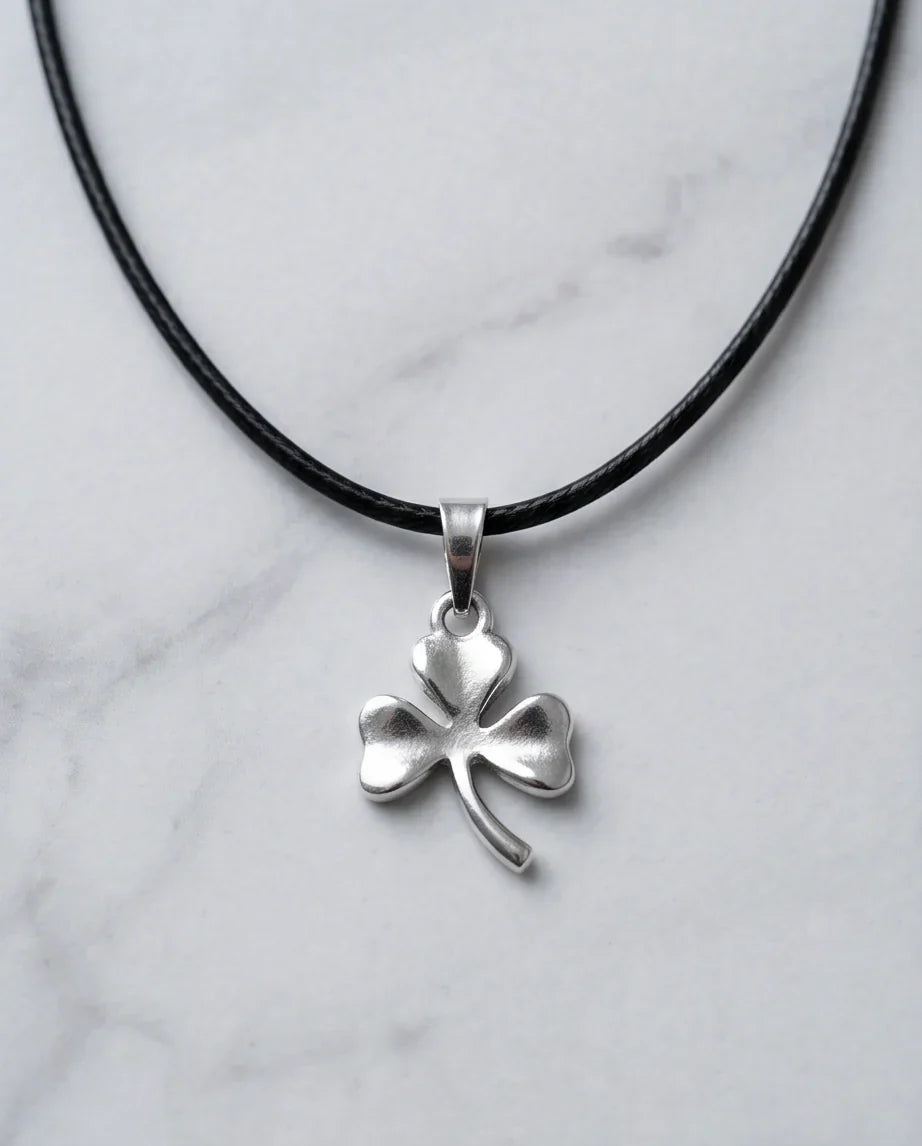 Silver Three-Leaf Shamrock Pendant Necklace