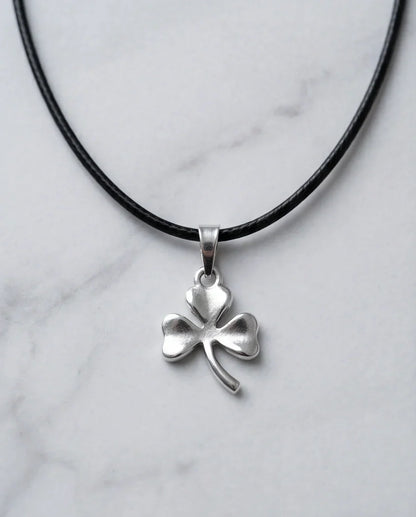 Silver Three-Leaf Shamrock Pendant Necklace