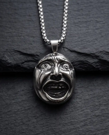 Gothic Crying Drama Mask Pendant Box Chain