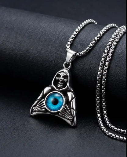 Blue Eye Hooded Reaper Pendant Box Chain