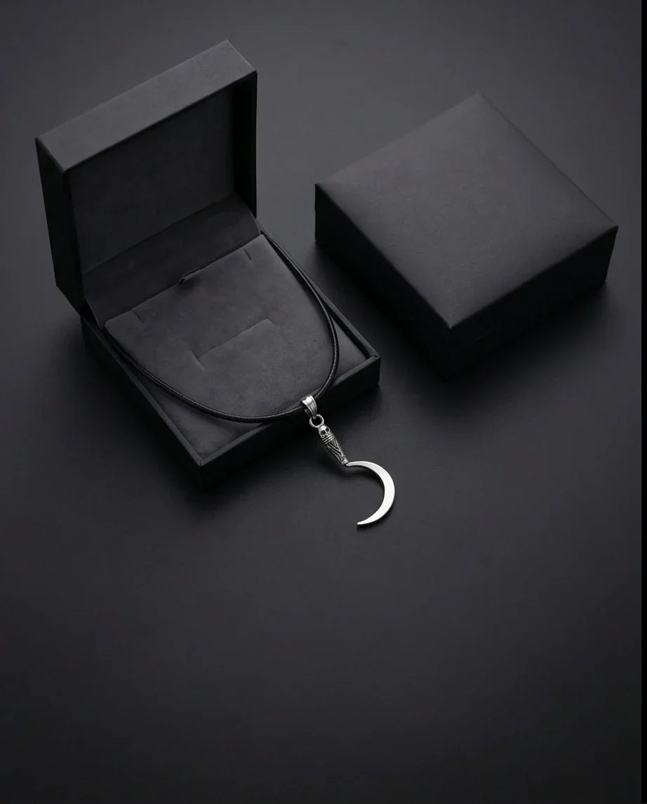 The Reaper's Crescent: Gothic Skull Sickle Pendant Necklace