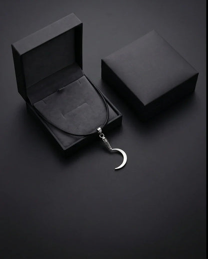 The Reaper's Crescent: Gothic Skull Sickle Pendant Necklace