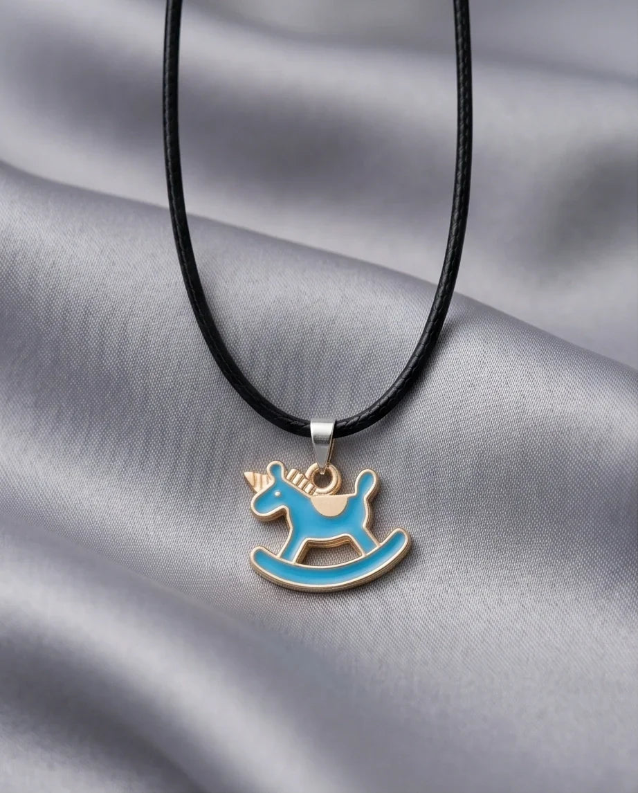 Gold and Turquoise Rocking Unicorn Necklace