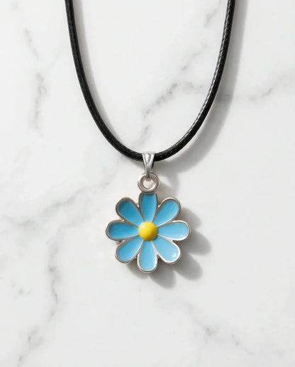 Gold and Pastel Blue Daisy Necklace