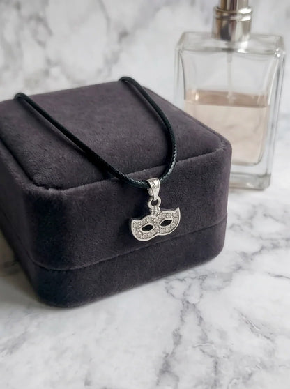 Silver Masquerade Mask Pendant Necklace