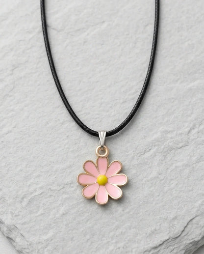 Light Pink Daisy Enamel Pendant Necklace
