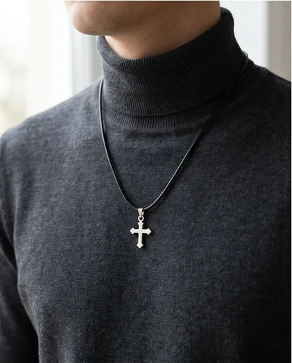 Silver Gothic Flared Cross Necklace