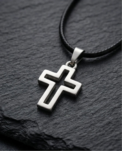 Silver Open Cross Pendant Necklace