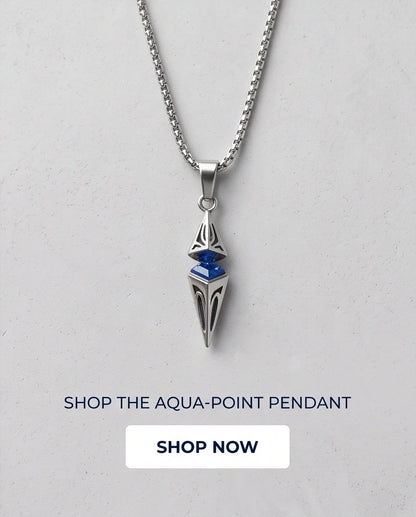 Silver Sapphire Pointed Pendulum Cage Pendant Necklace