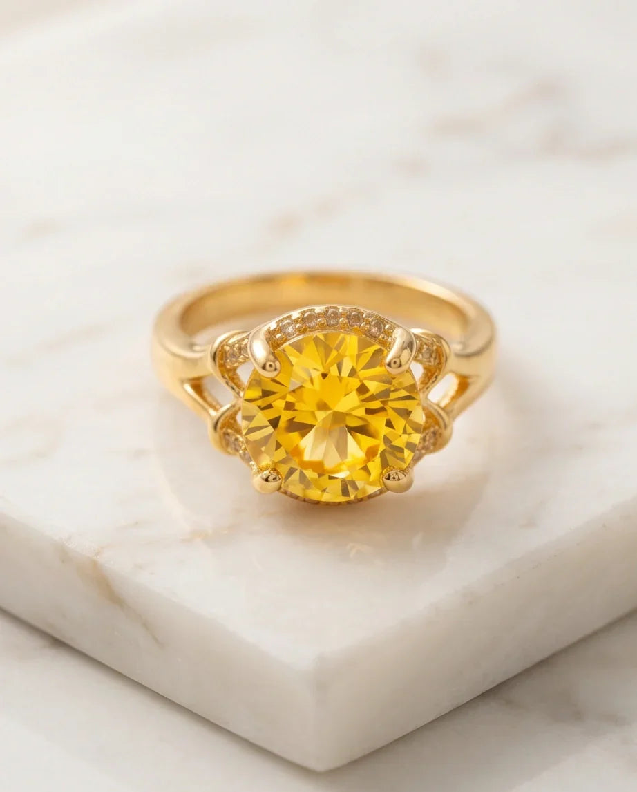 Golden Solis Citrine Filigree Ring