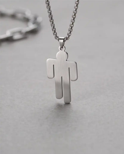 Blohsh Figure Silver Box Chain Necklace