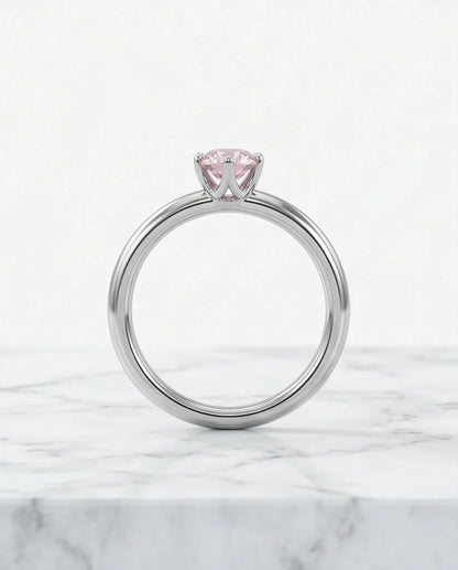 Sterling Silver Round-Cut Pink Diamond Solitaire Ring