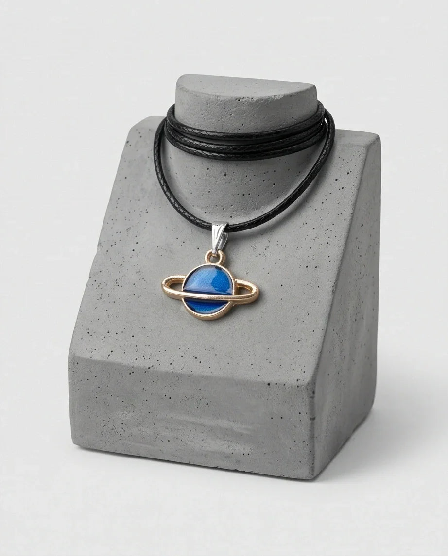 Vibrant Blue Saturn Planet Pendant