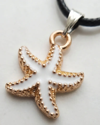 Gold and White Starfish Pendant Necklace