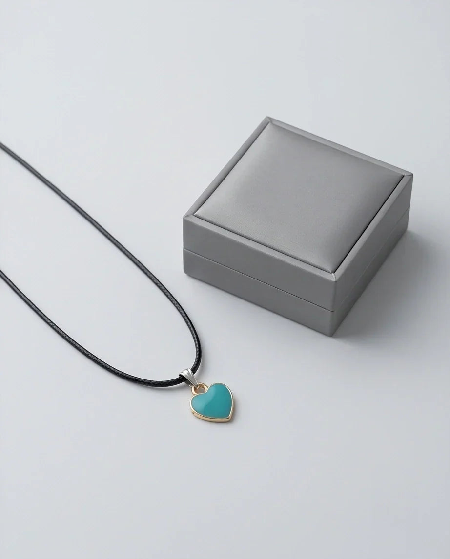Gold and Turquoise Minimalist Heart Necklace