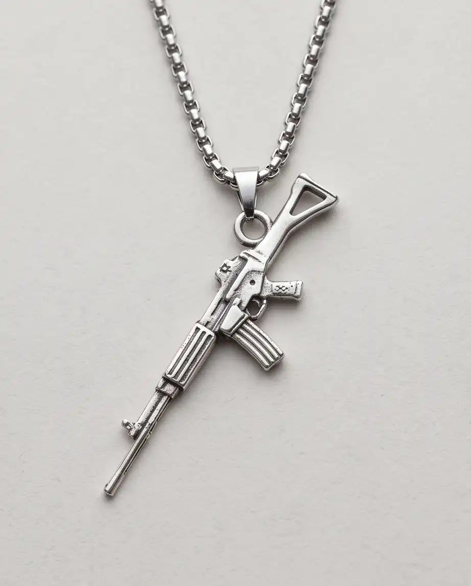 Tactical Assault Rifle Weapon Pendant Box Chain