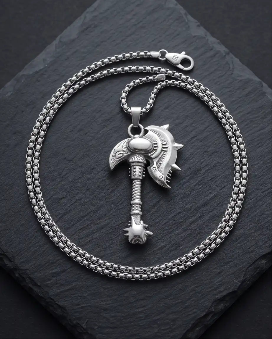 Battle Axe War Hammer Pendant Box Chain