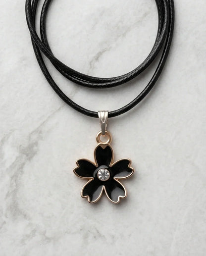 Gold and Black Cherry Blossom Necklace