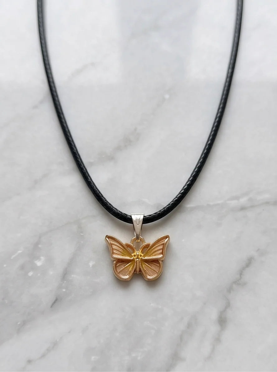 Gold & Rose Gold Butterfly Pendant Necklace