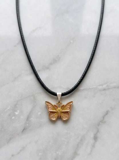 Gold & Rose Gold Butterfly Pendant Necklace