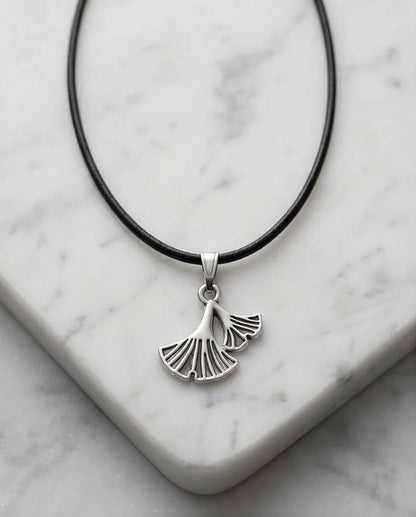 Silver Ginkgo Leaf Pendant Necklace