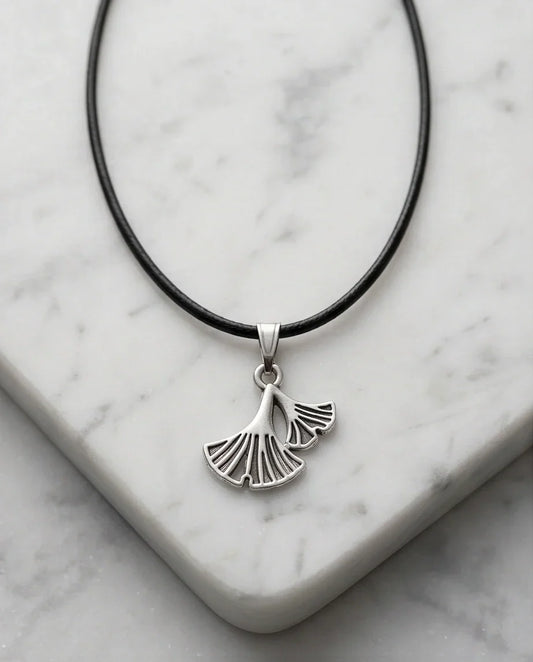 Silver Ginkgo Leaf Pendant Necklace