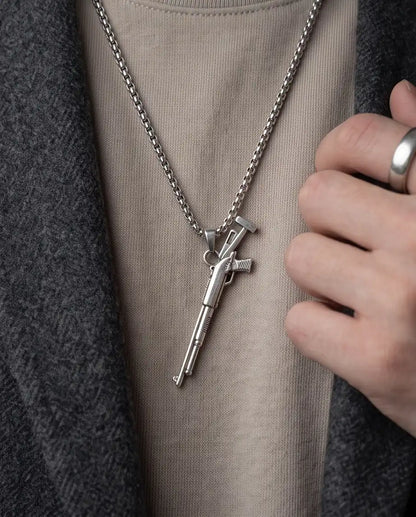 Tactical Pump-Action Shotgun Weapon Pendant Box Chain