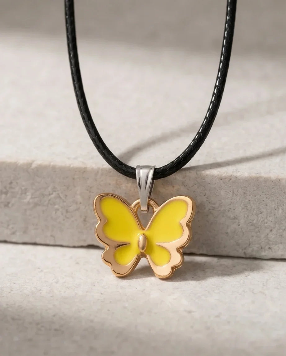 Golden Glow Butterfly Pendant Necklace